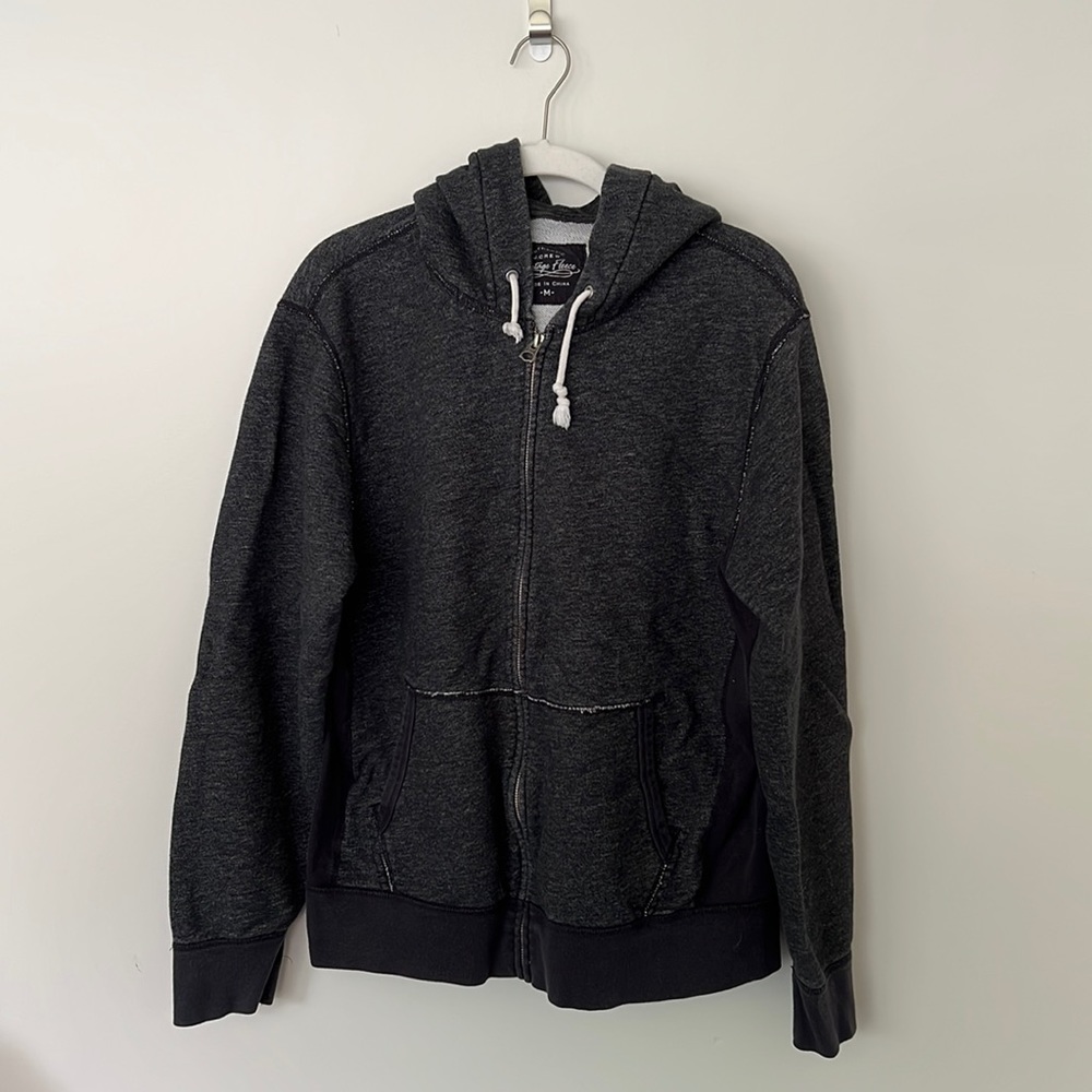 J. Crew Black Vintage Fleece Zip Up Size Medium